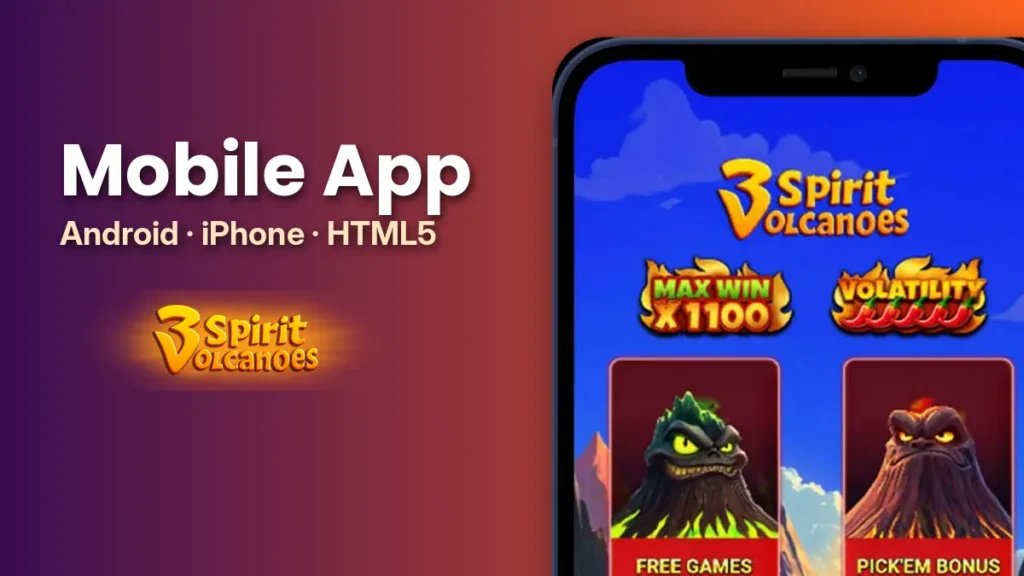3 Spirit Volcanoes mobile app on a smartphone screen