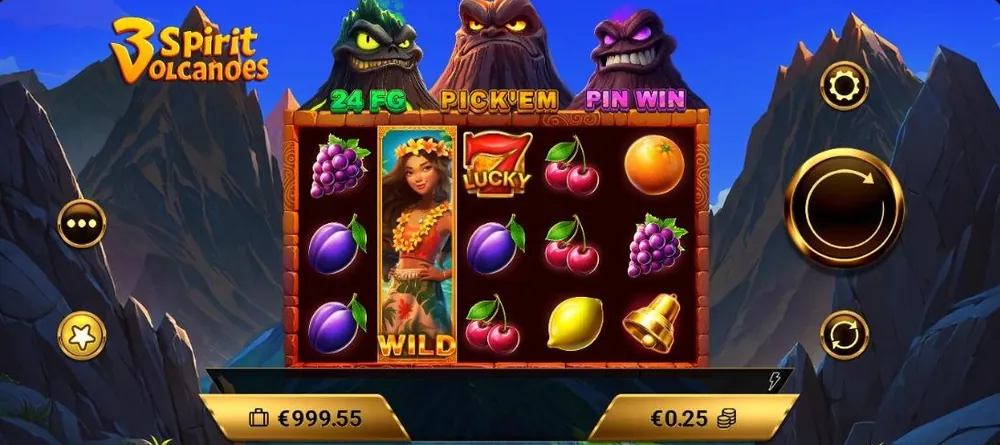 Expanding Wild on reel 2 in the 3 Spirit Volcanoes demo