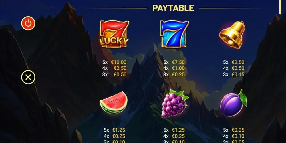 3 Spirit Volcanoes paytable in the official demo