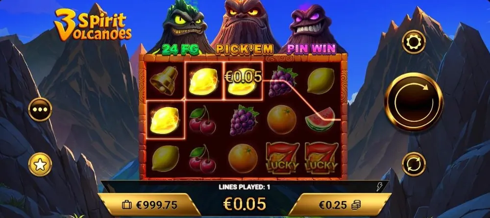 Winning line with lemons in the 3 Spirit Volcanoes demo