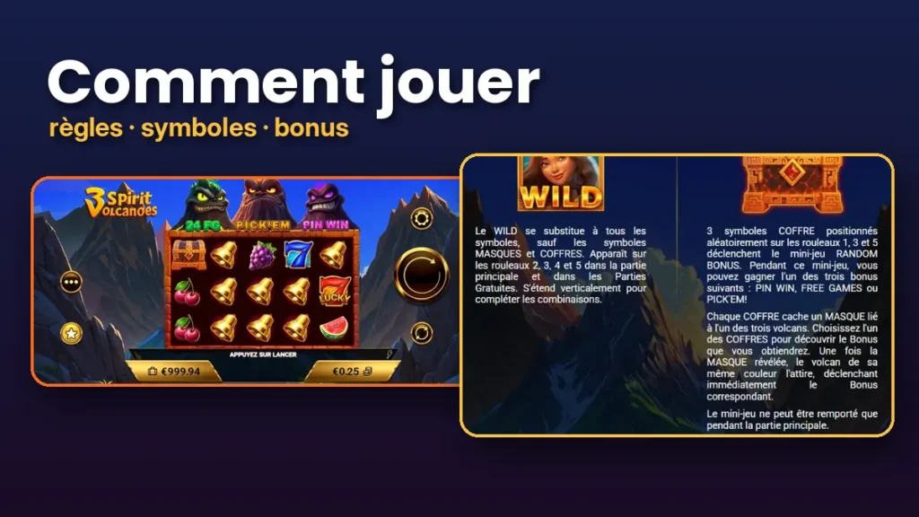 Comment jouer à 3 Spirit Volcanoes : rouleaux et règles du Wild et des coffres