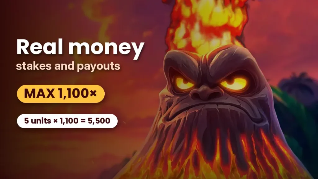 Red volcano of 3 Spirit Volcanoes and the 1,100× maximum win
